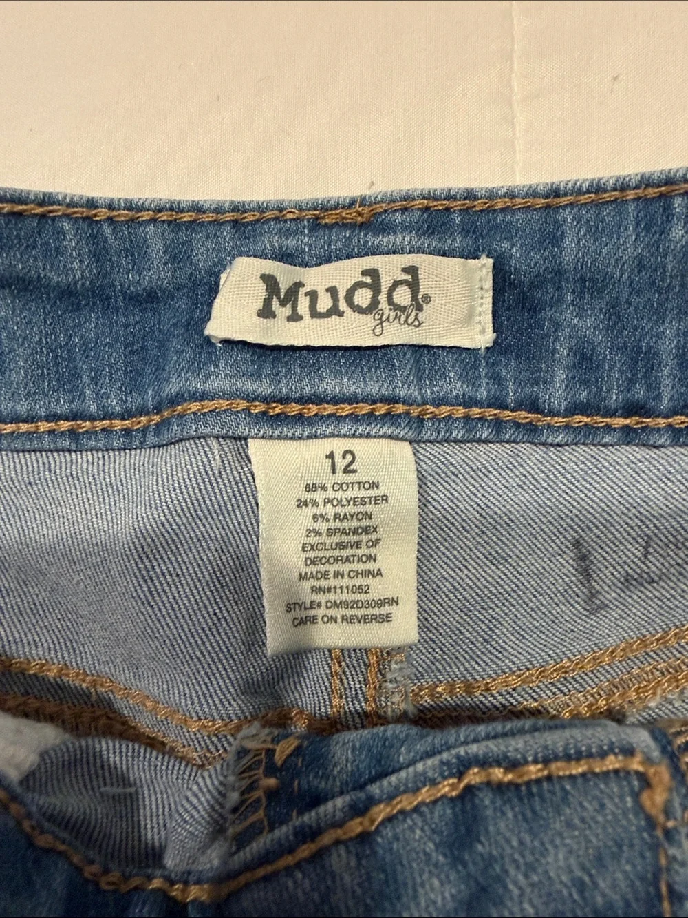 Mudd Light Blue Distressed Denim Shorts with White Eyelet Inset